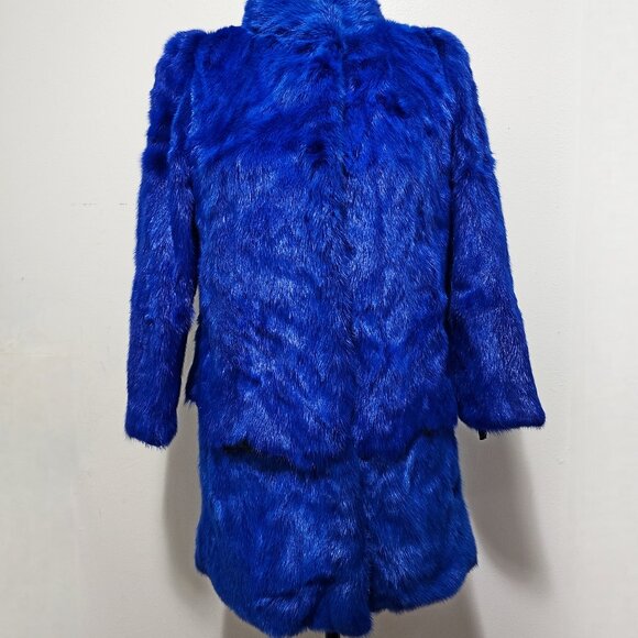 New Real MINK Fur Coat Jacket Stole Cobalt Royal Blue Cornflower Azure No Fox - Picture 4 of 7